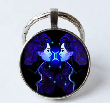 Zodiac Time Gem Glass Pendant Necklace