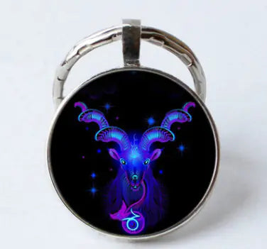 Zodiac Time Gem Glass Pendant Necklace