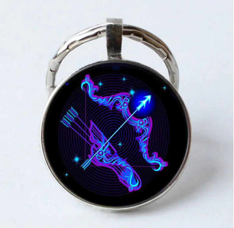 Zodiac Time Gem Glass Pendant Necklace