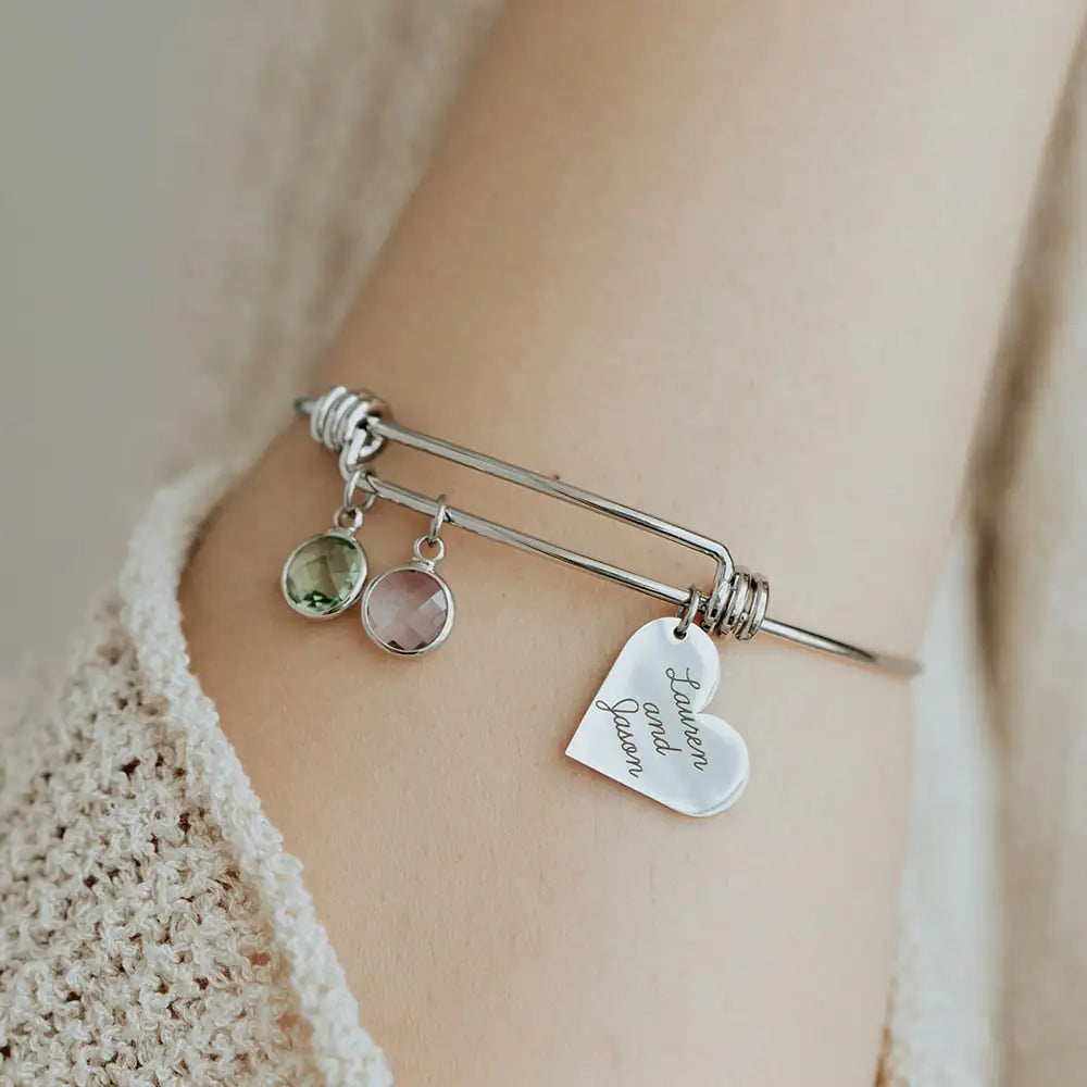 Engravable Birthstone Love Retractable Bracelet