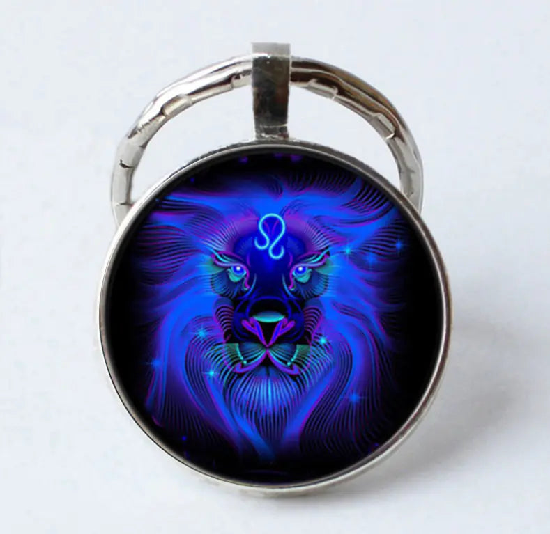 Zodiac Time Gem Glass Pendant Necklace