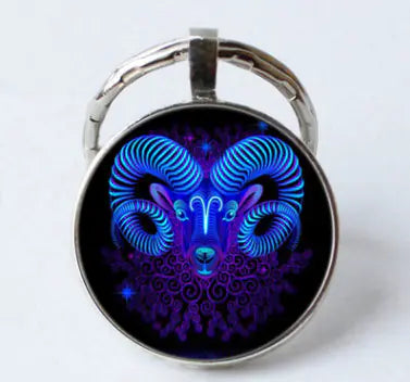 Zodiac Time Gem Glass Pendant Necklace