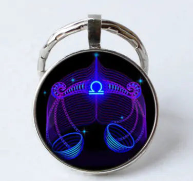 Zodiac Time Gem Glass Pendant Necklace