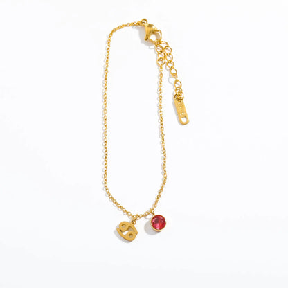 Stainless Steel Women's Birthstone Constellation Bracelet