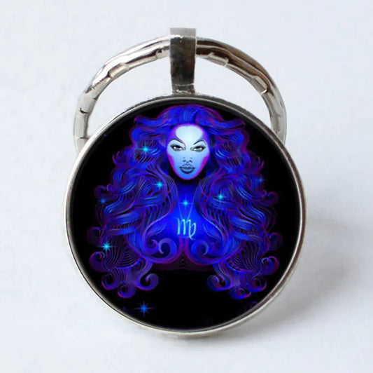 Zodiac Time Gem Glass Pendant Necklace