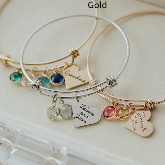 Engravable Birthstone Love Retractable Bracelet